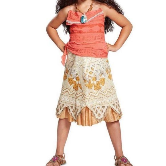 New Girls Moana Costume Size Small Ocean Maui Hawaii Cosplay Disney Dress Up - Picture 2 of 5